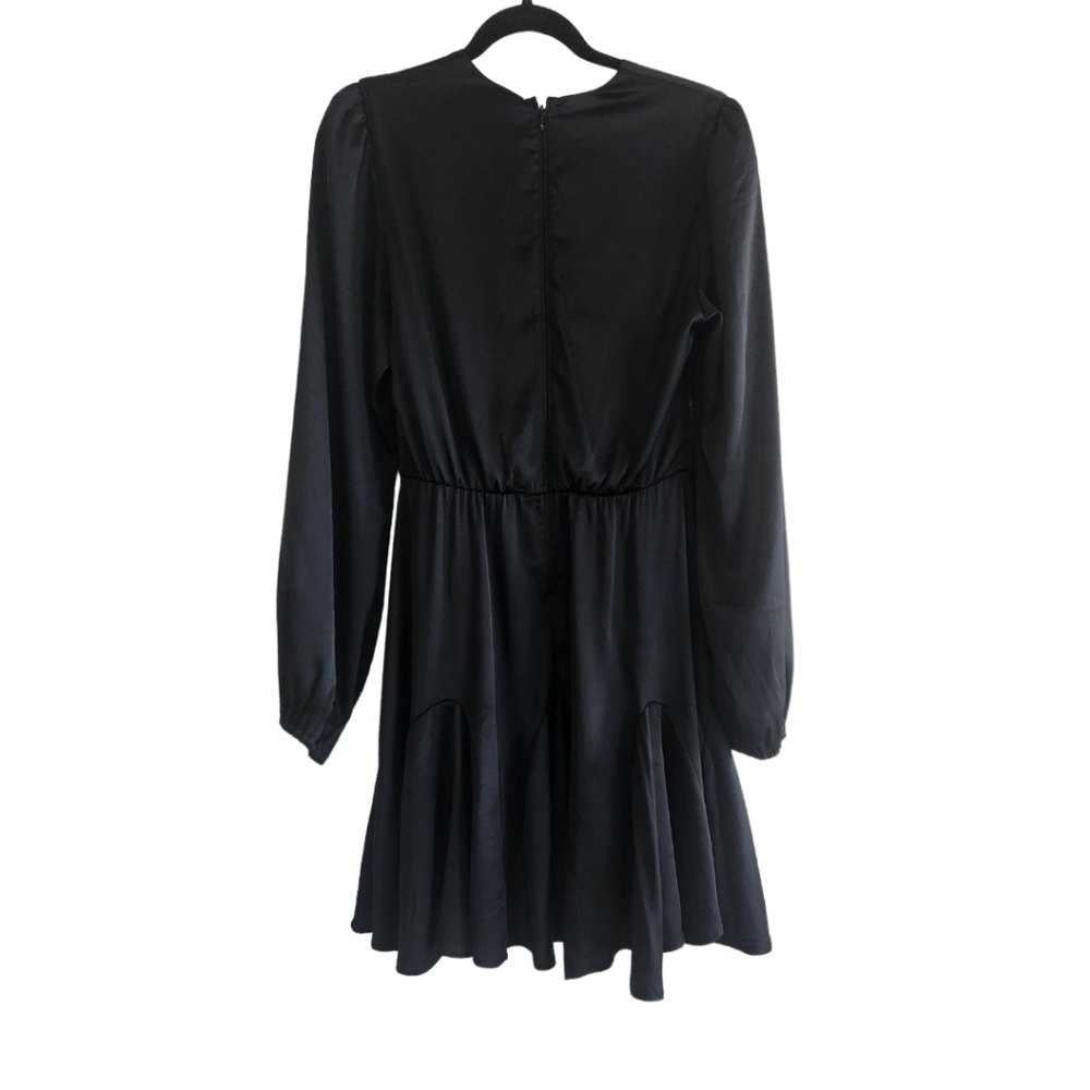 ABERCROMBIE & FITCH LONG-SLEEVE PLUNGE SATIN MINI DRESS SZ MEDIUM TALL NWT - Picture 5 of 7